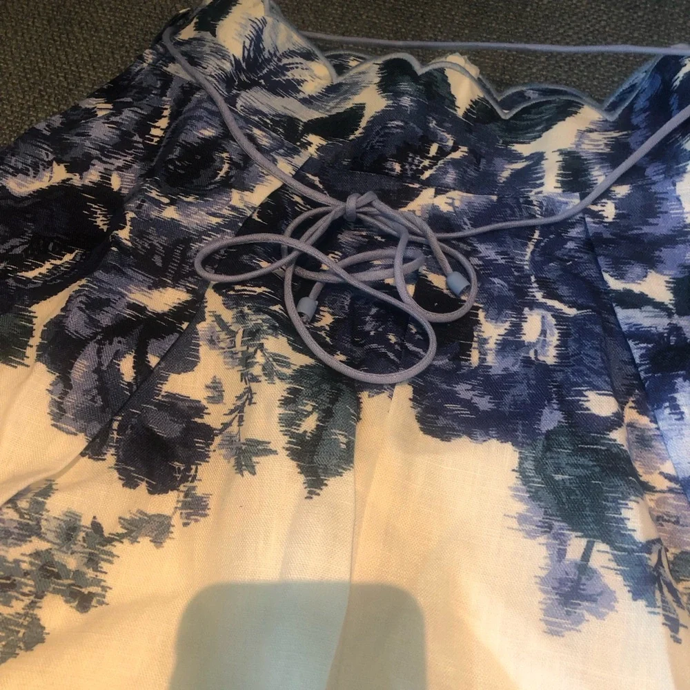 Zimmermann White Shorts with Blue Floral Scallop Hem - Picture 8 of 8